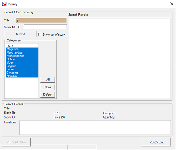 Inventory inquiry in xPOSe POS Software