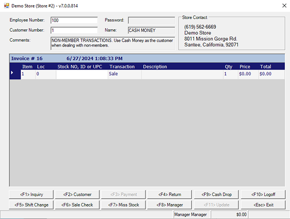 Sales transaction screen of xPOSe POS Software
